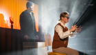 Project: Humanity and Pyretic Productions in association with Crow's Theatre production of The Division, directed by Andrew Kushnir in April 2026. Actors (L-R) Karl Ang, Mariya Khomutova. Photo by Dahlia Katz.